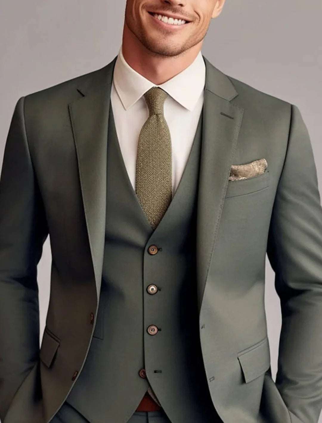 Costume Trois Pièces Coupe Moderne en Polyester pour Homme | Mariage & Réception | Coupe Élégante avec Gilet Intégré