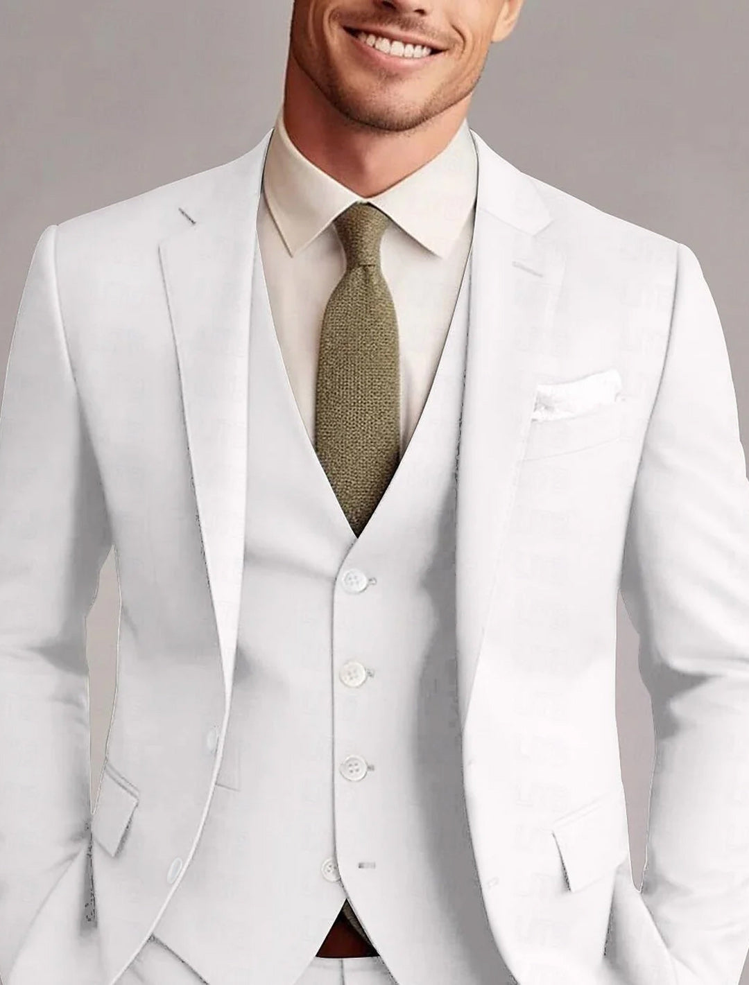 Costume Trois Pièces Coupe Moderne en Polyester pour Homme | Mariage & Réception | Coupe Élégante avec Gilet Intégré