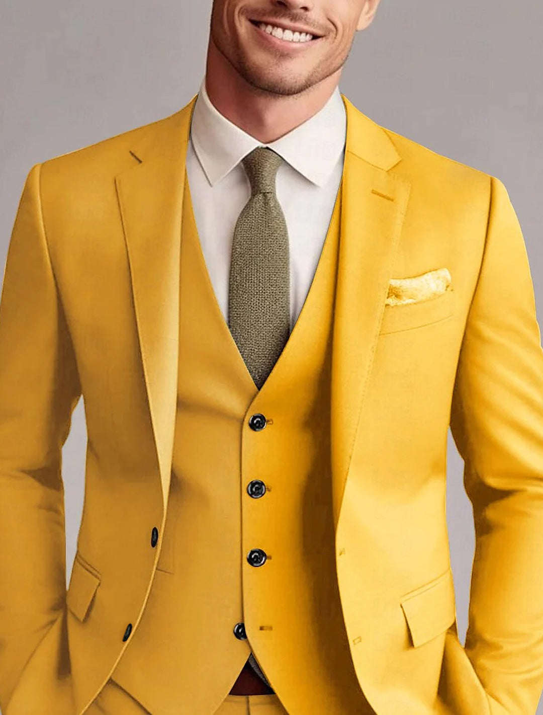 Costume Trois Pièces Coupe Moderne en Polyester pour Homme | Mariage & Réception | Coupe Élégante avec Gilet Intégré