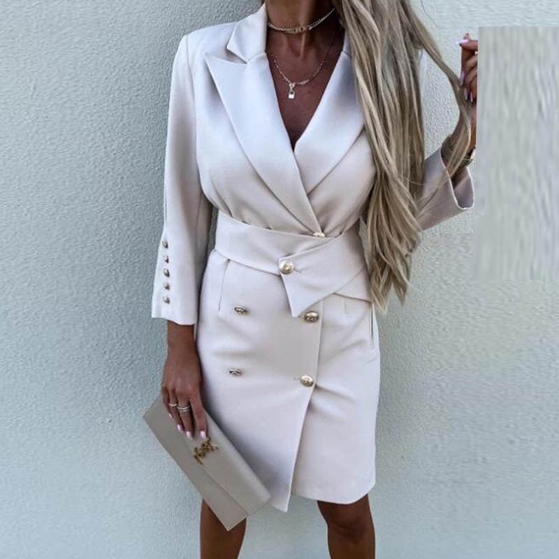 Sabrina - Blazer robe élégante avec boutons dorés