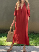 Seraphina - Robe Décontractée Rouge Terre pour un Look Estival Chic