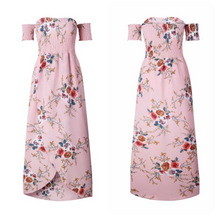 Lina - Élégante robe maxi Off-shoulder avec Imprimé Floral et Fente