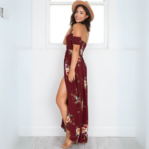 Lina - Élégante robe maxi Off-shoulder avec Imprimé Floral et Fente