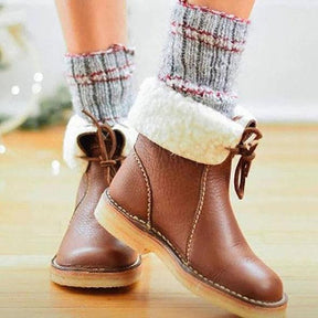 Hazel - Bottes en cuir rustiques avec doublure en fourrure pour femme