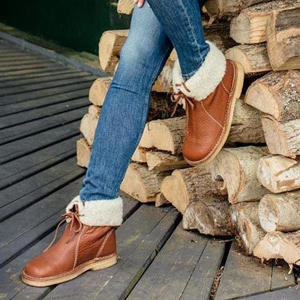 Hazel - Bottes en cuir rustiques avec doublure en fourrure pour femme