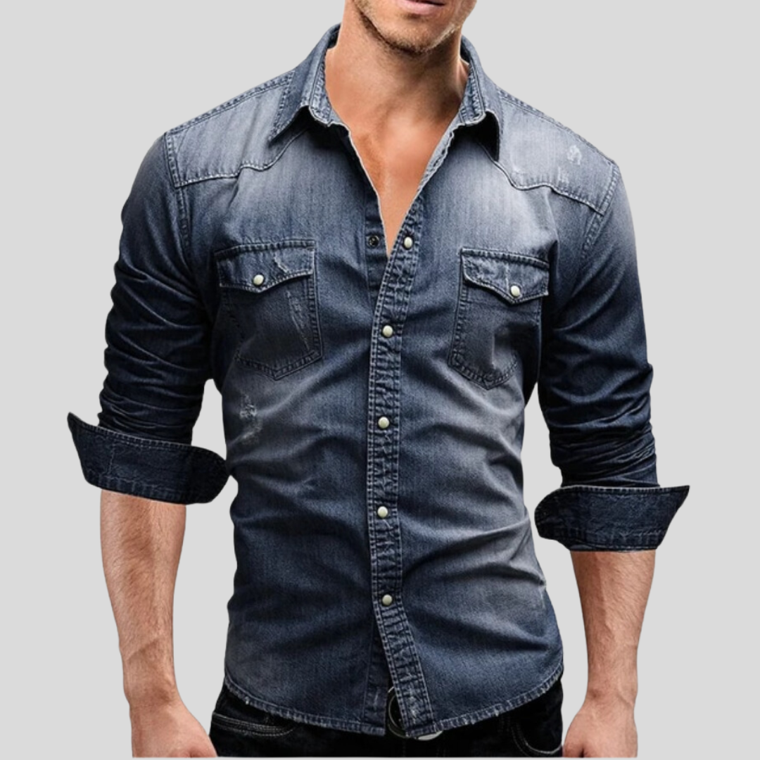 Davian - Chemise en Jean pour Homme, Style Décontracté et Élégant