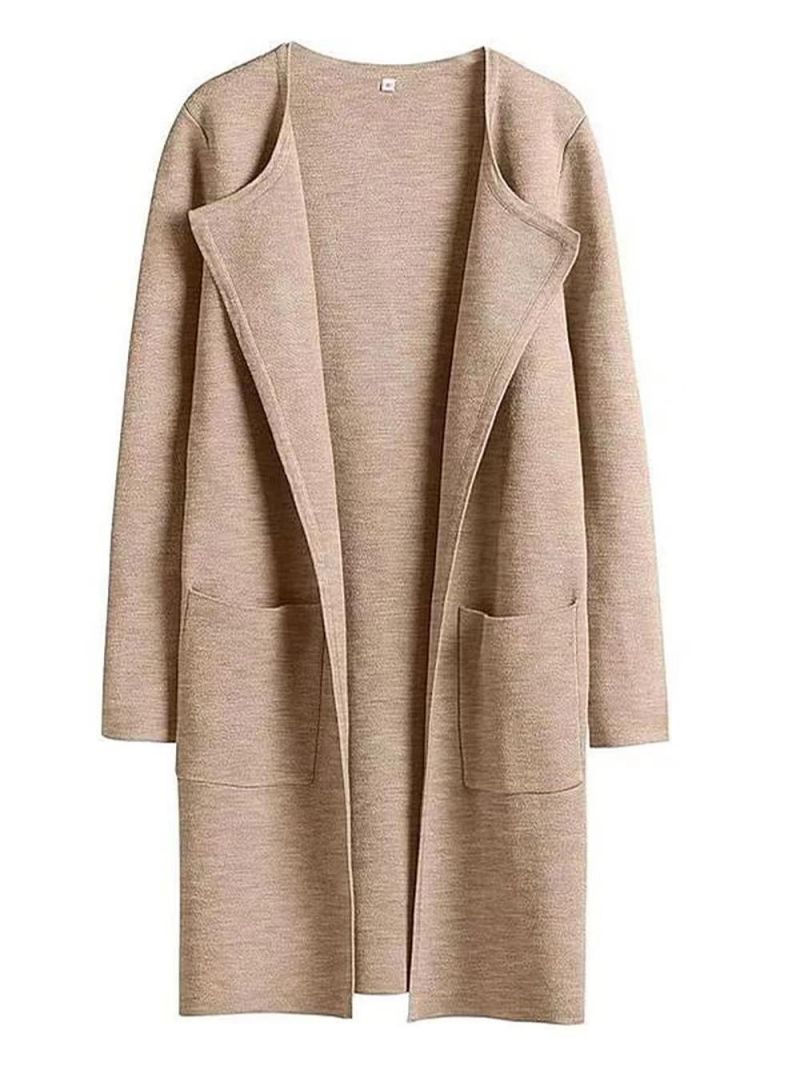 Layla - Cardigan Long Minimaliste avec Poches pour Femme