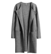 Layla - Cardigan Long Minimaliste avec Poches pour Femme