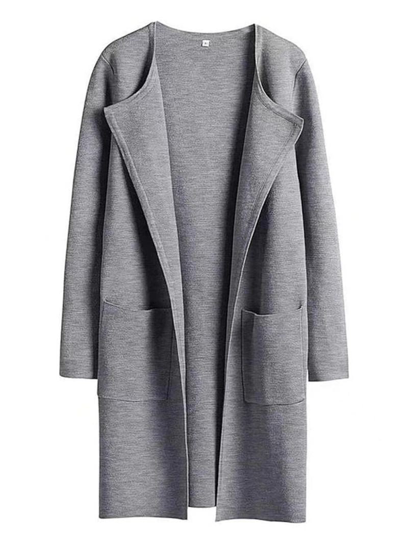 Layla - Cardigan Long Minimaliste avec Poches pour Femme