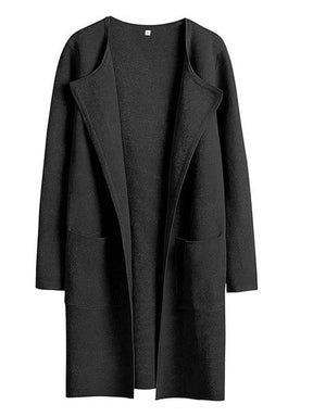 Layla - Cardigan Long Minimaliste avec Poches pour Femme