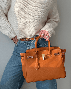 Camille - Sac Structuré en cuir avec Cadenas doré pour un style Raffiné