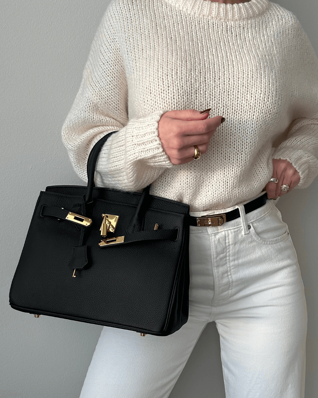 Camille - Sac Structuré en cuir avec Cadenas doré pour un style Raffiné