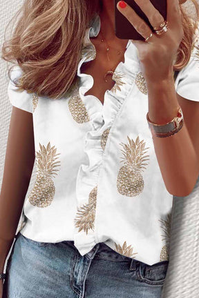 Clara – Blouse légère à Volants, Imprimé ananas Tendance