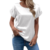 Ivory - T-shirt satiné chic, coupe ample et fluide