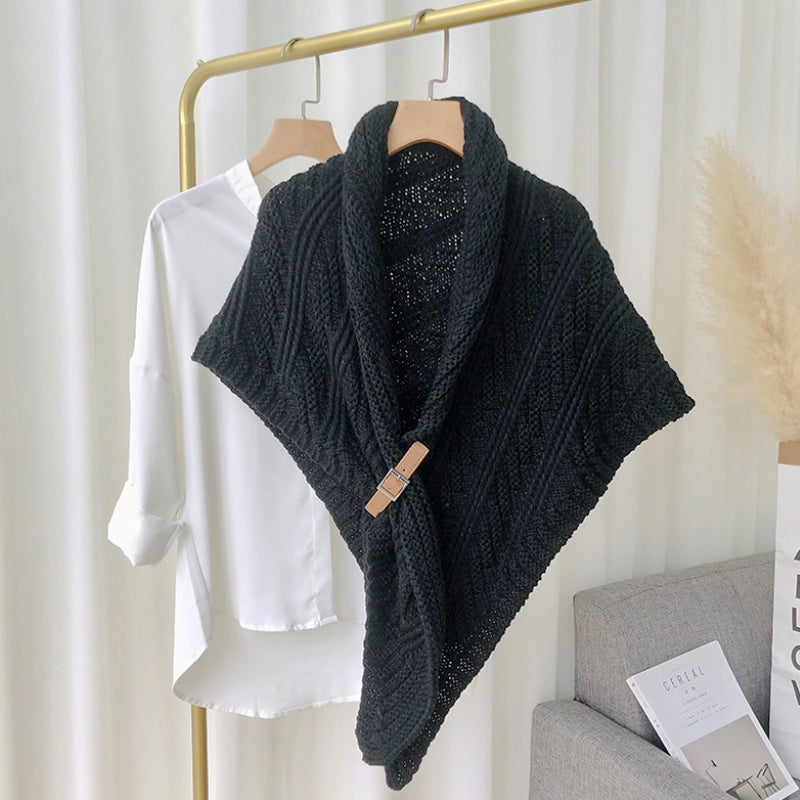 Alba – Poncho en maille Epaisse, design Elégant avec Fermeture