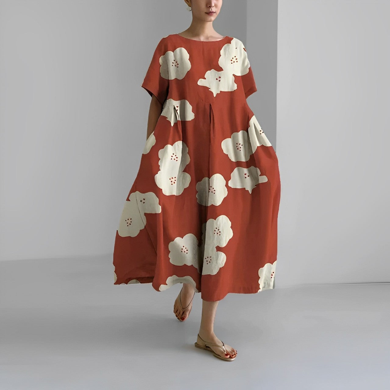 Rosa - Robe Oversize Fleurie pour Style Artistique et Confort Estival