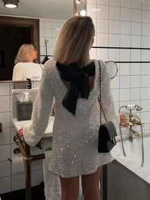 Léna – Robe courte à Sequins, festive et Glamour