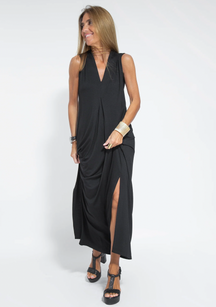 Jonita - Robe longue fluide et élégante, col V, style chic