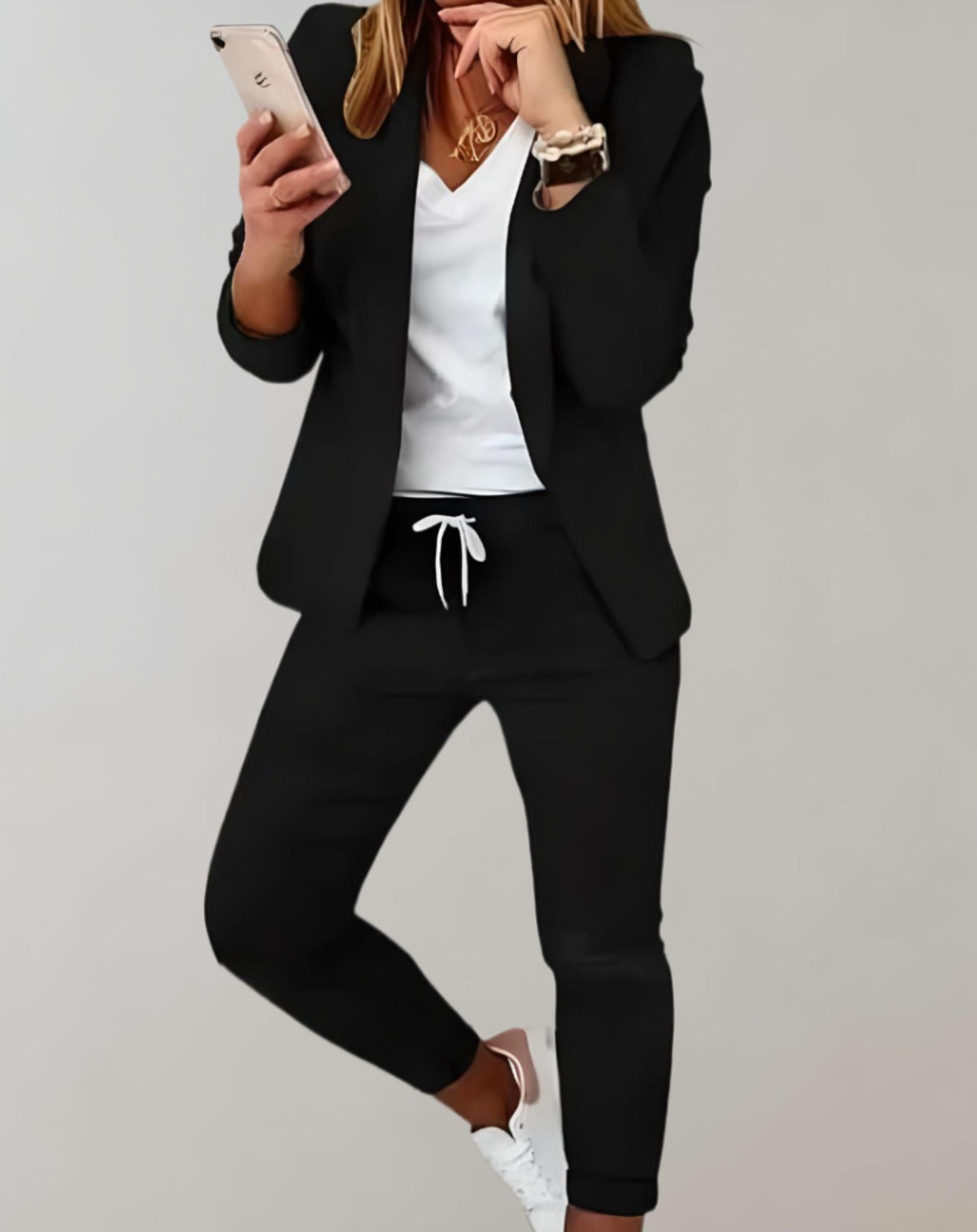 Lisa - Blazer et Pantalon à Carreaux Ajustés pour Femme