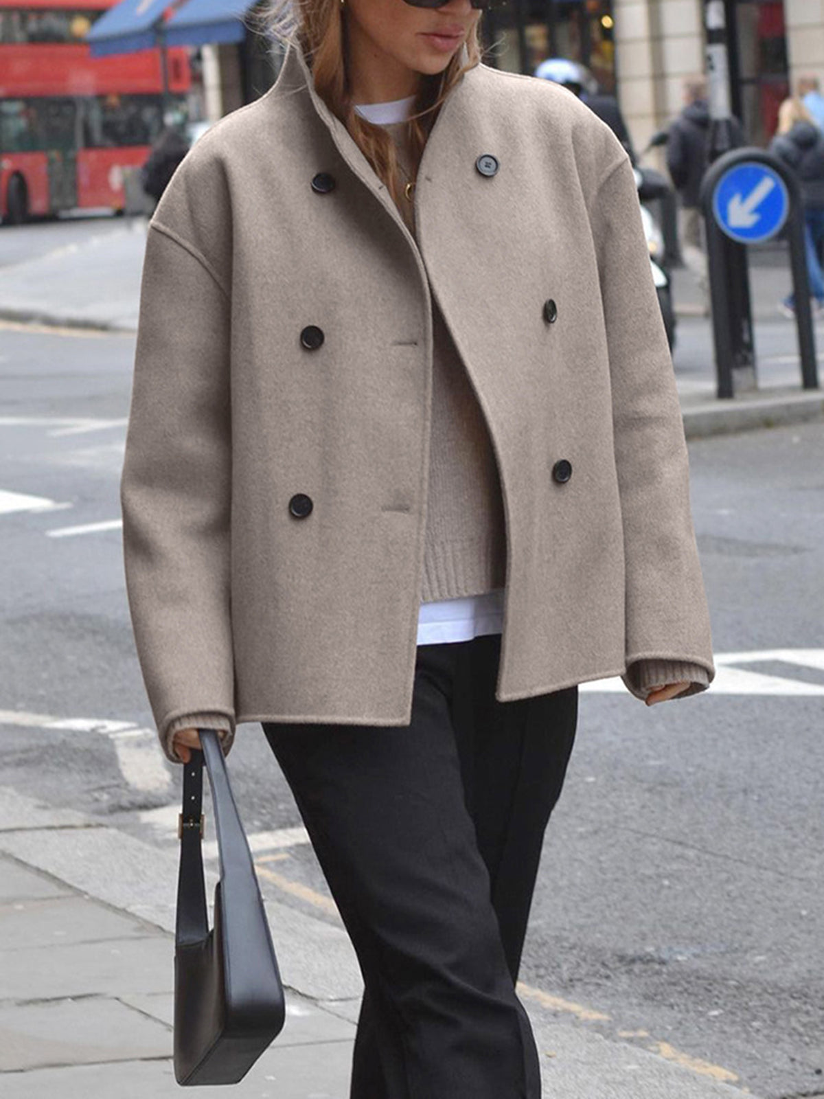 Emma - Veste en Laine épaisse avec Boutons pour Femme