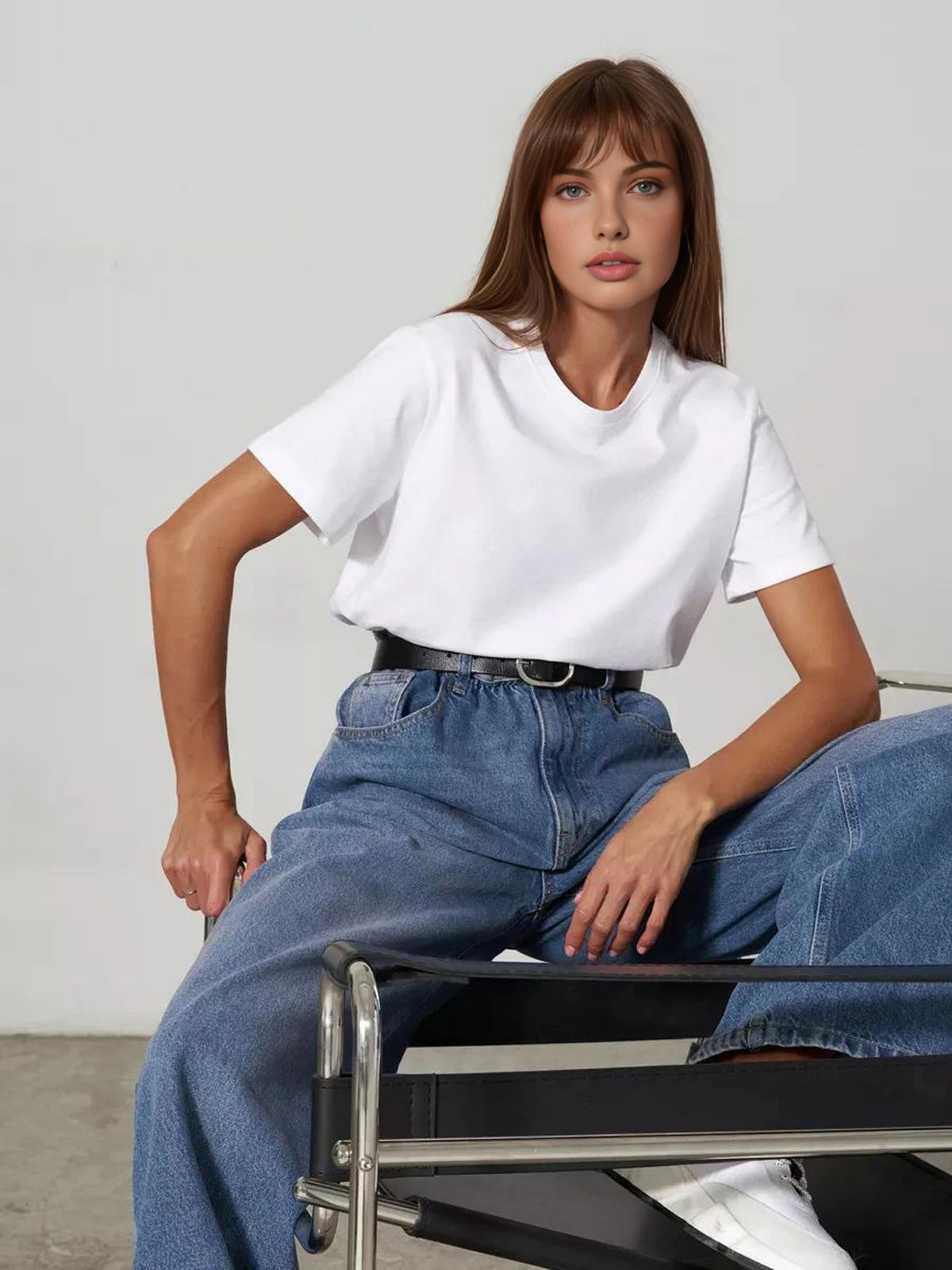 Léa – T-shirt basique coupe oversize en coton premium