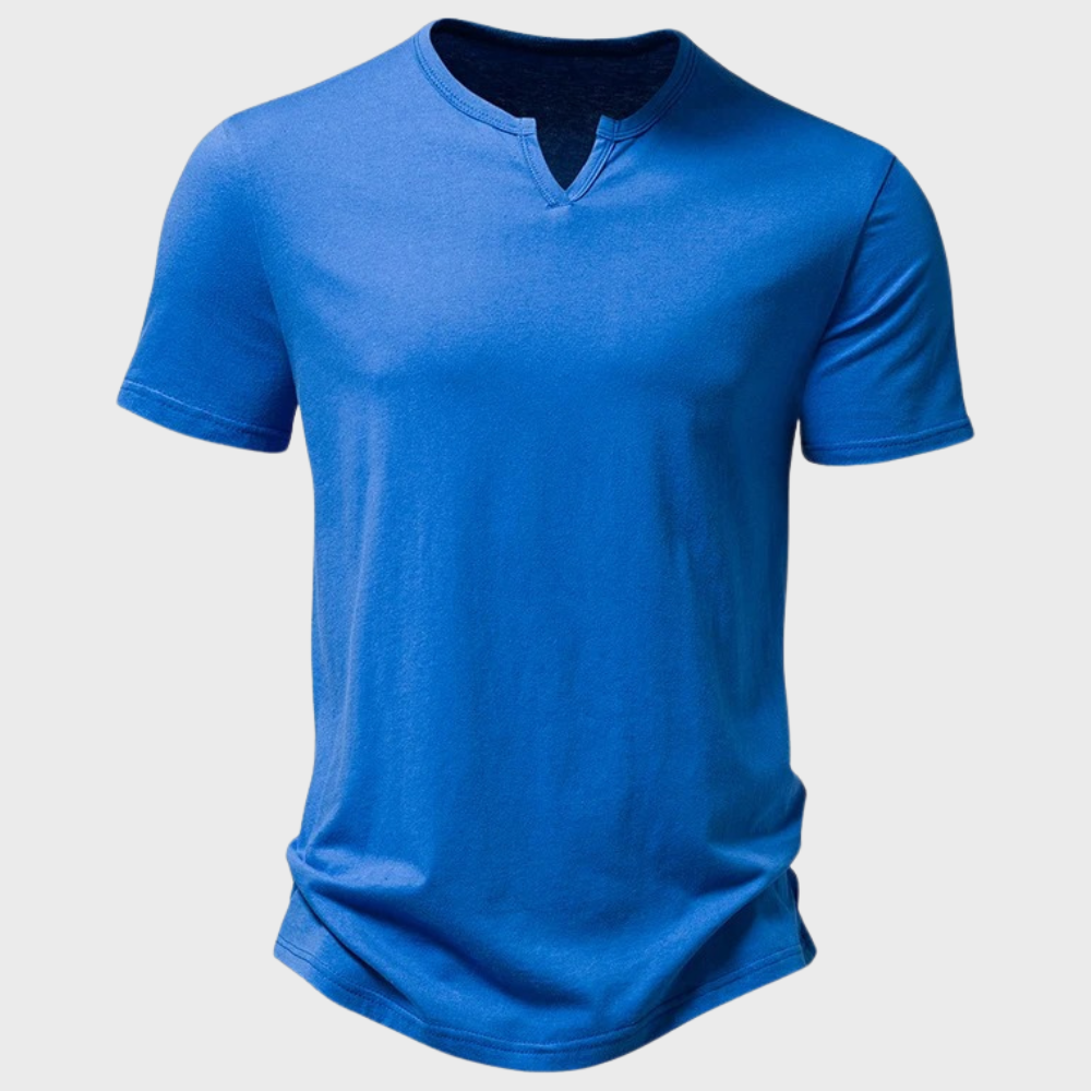 Léo - T-shirt col Henley Elégant et Confortable, coupe Ajustée