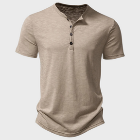 Léo - T-shirt col Henley Elégant et Confortable, coupe Ajustée