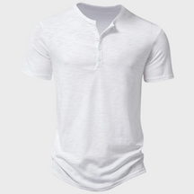 Léo - T-shirt col Henley Elégant et Confortable, coupe Ajustée