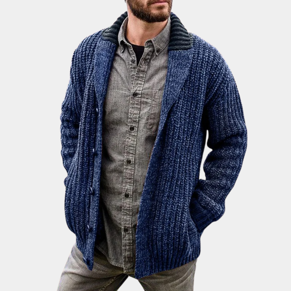 Max - Cardigan épais en tricot, style vintage et chaud pour homme