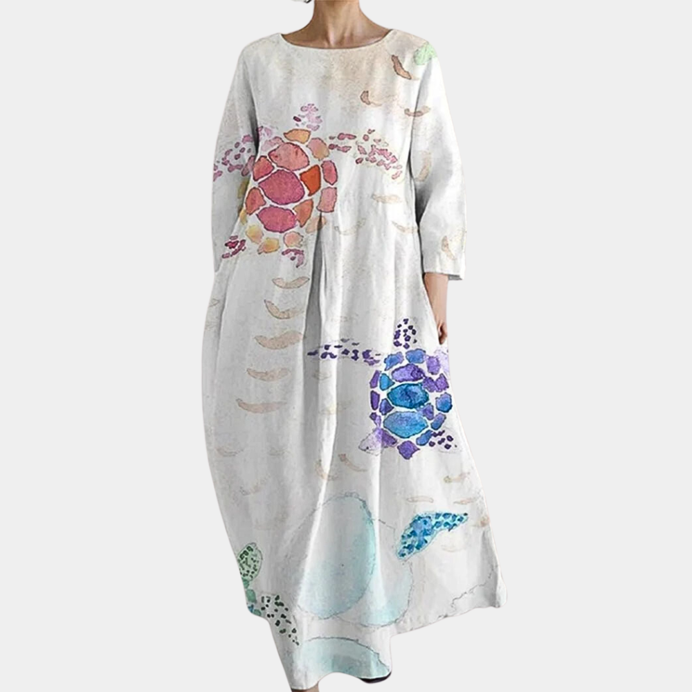 Adalynn - Robe maxi artistique et colorée, coupe ample et confortable