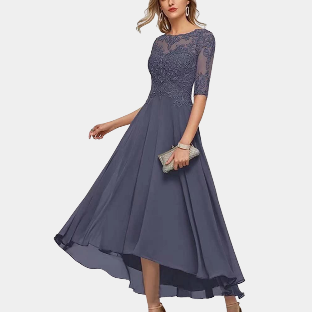 Arabelle - Robe de soirée élégante en dentelle et chiffon, coupe fluide