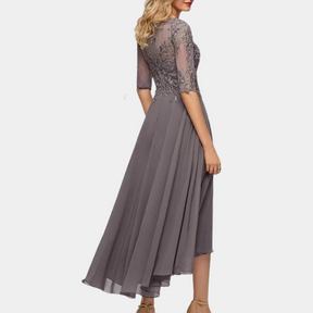 Arabelle - Robe de soirée élégante en dentelle et chiffon, coupe fluide