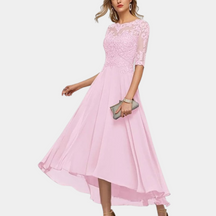 Arabelle - Robe de soirée élégante en dentelle et chiffon, coupe fluide