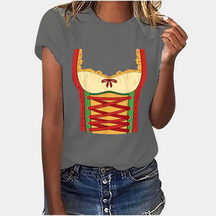 Amaya – T-shirt imprimé style corset bavarois, coupe décontractée et originale