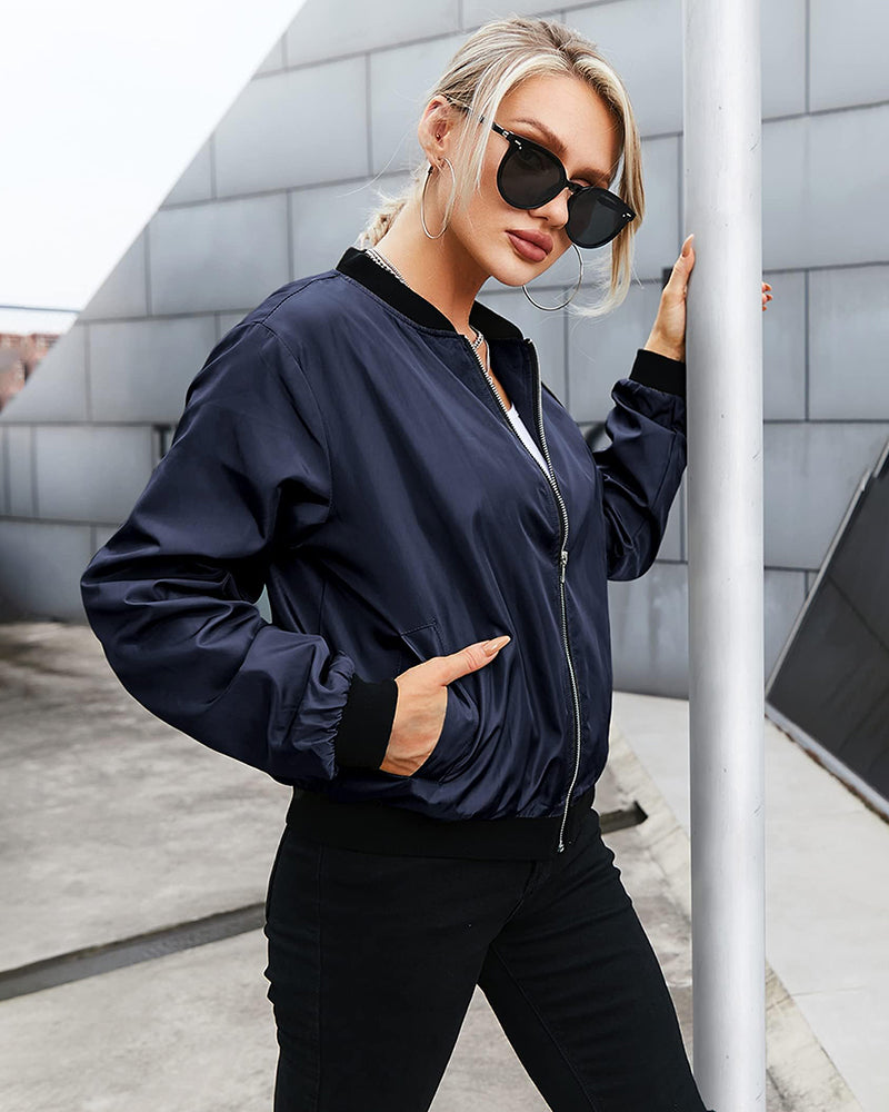 Gigi - Veste Bomber en Satin pour un Look Décontracté et Tendance