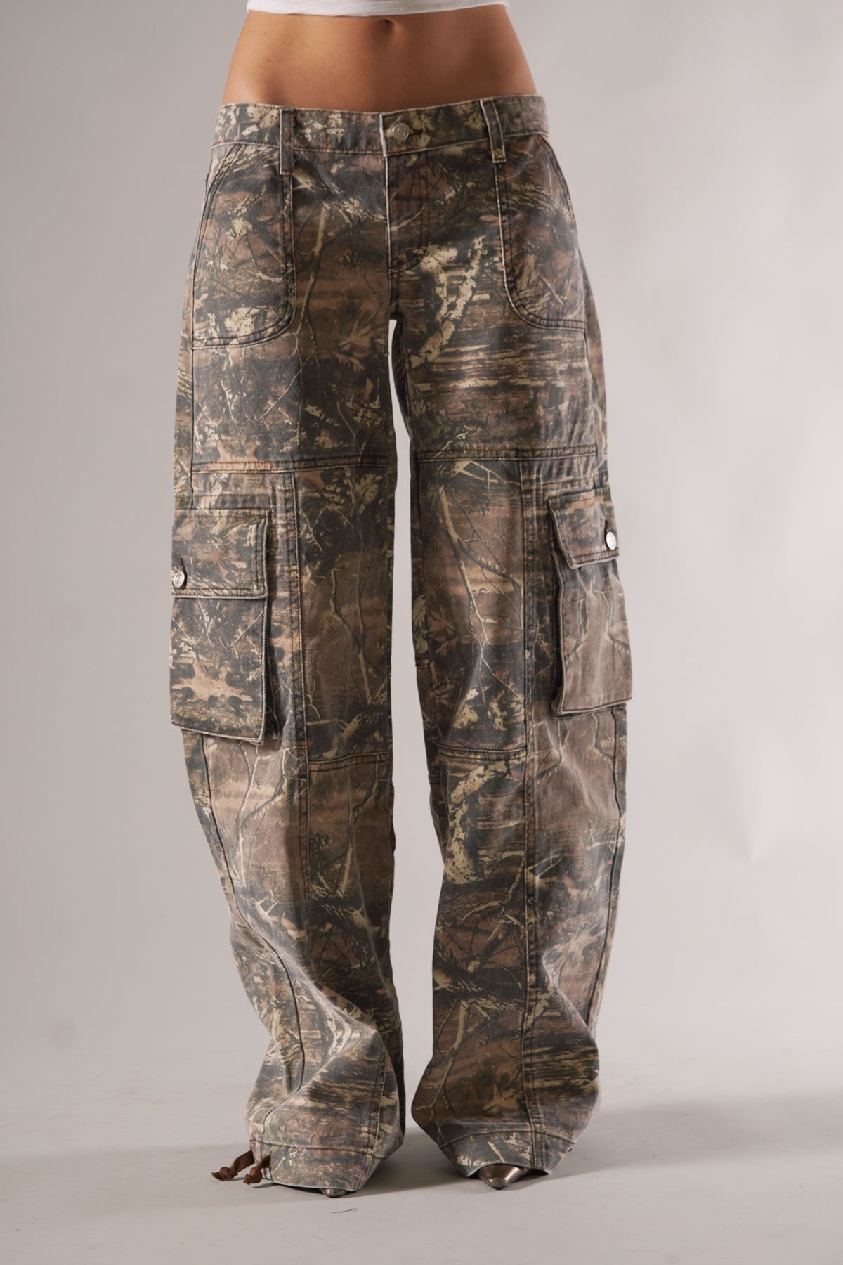 Sophie - Pantalon cargo Camouflage ample, style Tendance