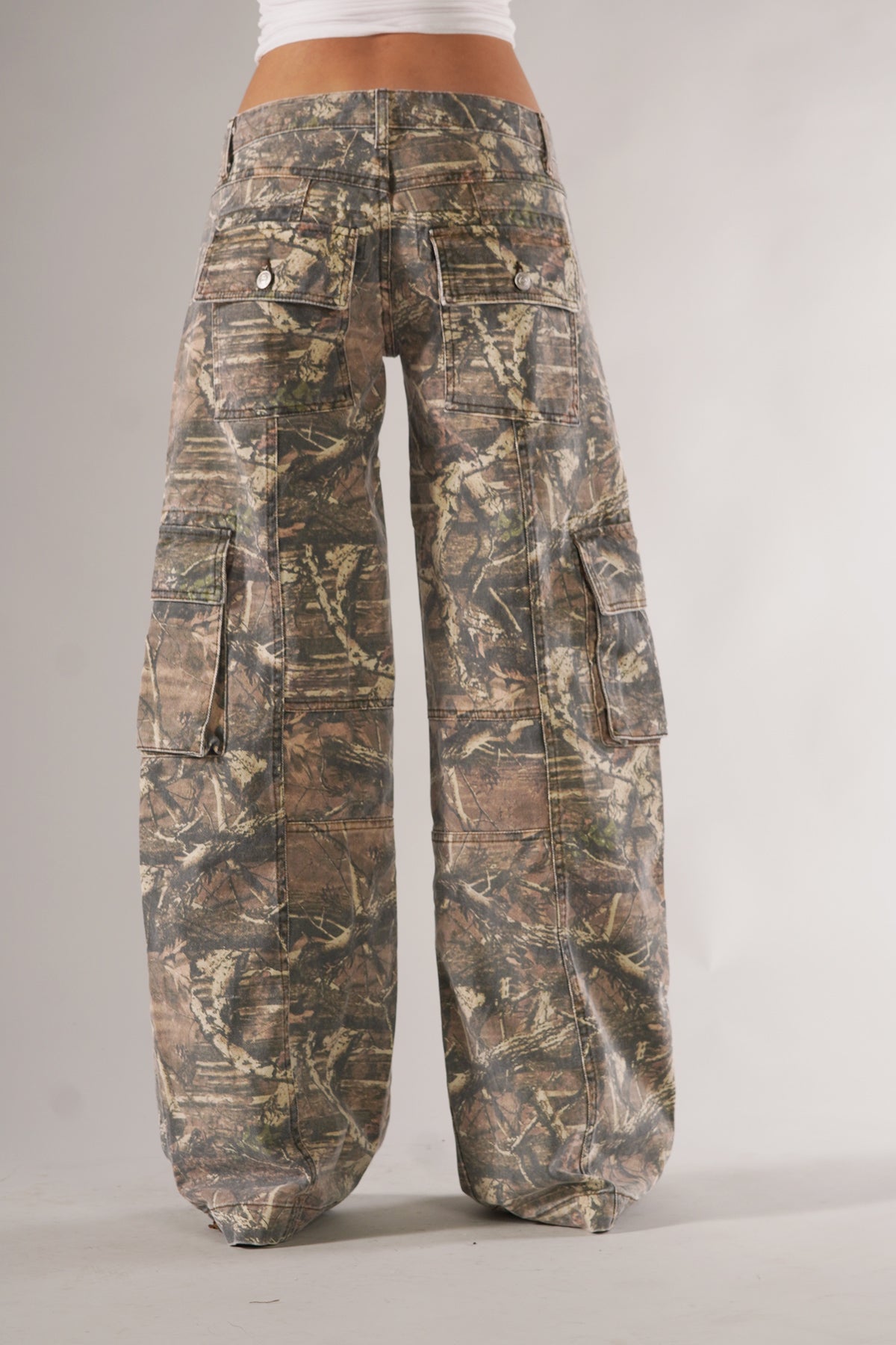 Sophie - Pantalon cargo Camouflage ample, style Tendance