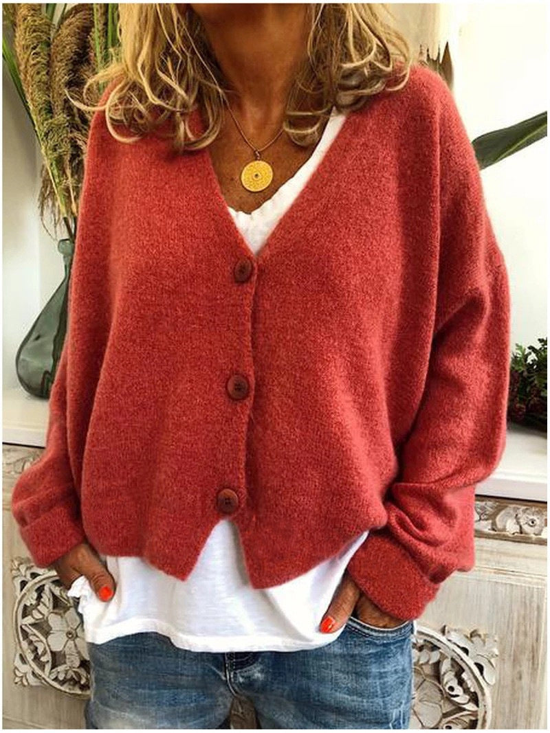 Manon - Cardigan en Laine Douce avec Boutons et Col V pour Femme