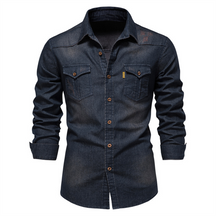 Henry - Chemise en jean noire pour homme, style casual et robuste