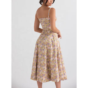 Jonita - Robe midi Romantique à Imprimé Floral et haut Corseté