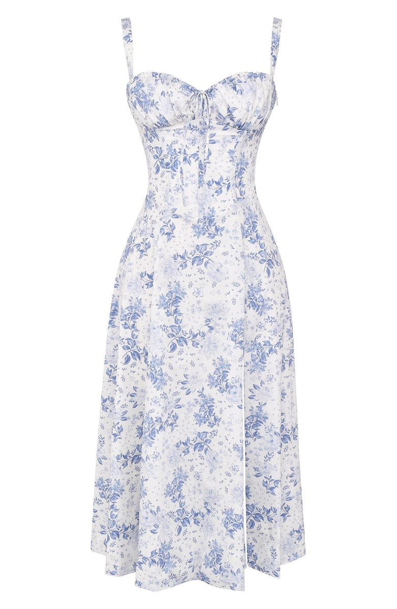 Kiana - Robe Midi à Imprimé Floral avec Corsage Ajusté et Fente Élégante