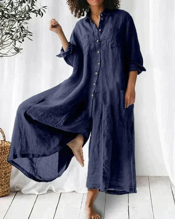 Devora - Robe chemise Ample en tissu Léger et Fluide