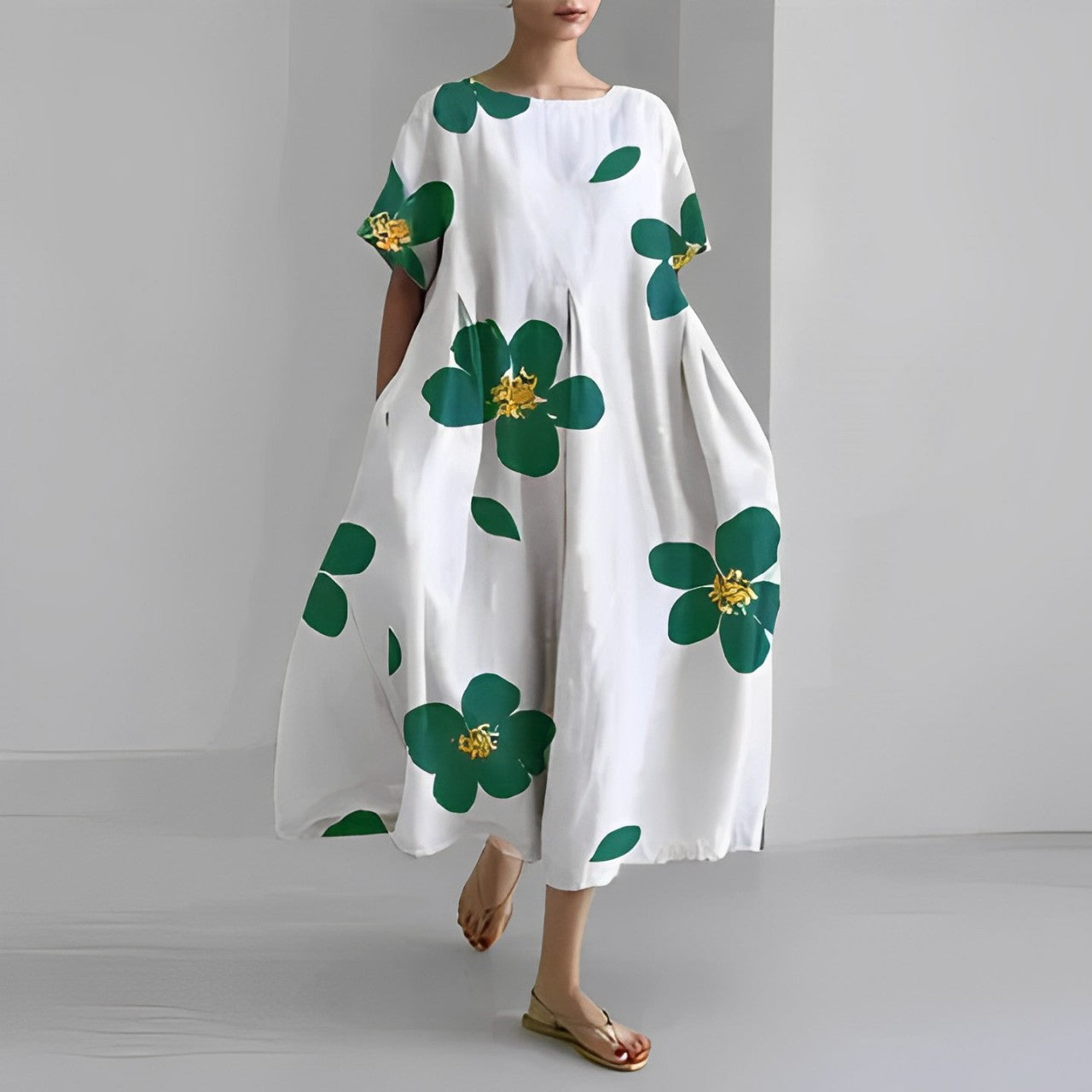 Rosa - Robe Oversize Fleurie pour Style Artistique et Confort Estival