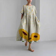 Rosa - Robe Oversize Fleurie pour Style Artistique et Confort Estival