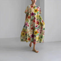 Rosa - Robe Oversize Fleurie pour Style Artistique et Confort Estival