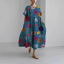 Rosa - Robe Oversize Fleurie pour Style Artistique et Confort Estival