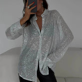 Jessica – Chemise Scintillante oversize, Elégante et tendance