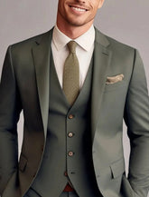 Costume Trois Pièces Coupe Moderne en Polyester pour Homme | Mariage & Réception | Coupe Élégante avec Gilet Intégré