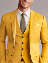 Costume Trois Pièces Coupe Moderne en Polyester pour Homme | Mariage & Réception | Coupe Élégante avec Gilet Intégré