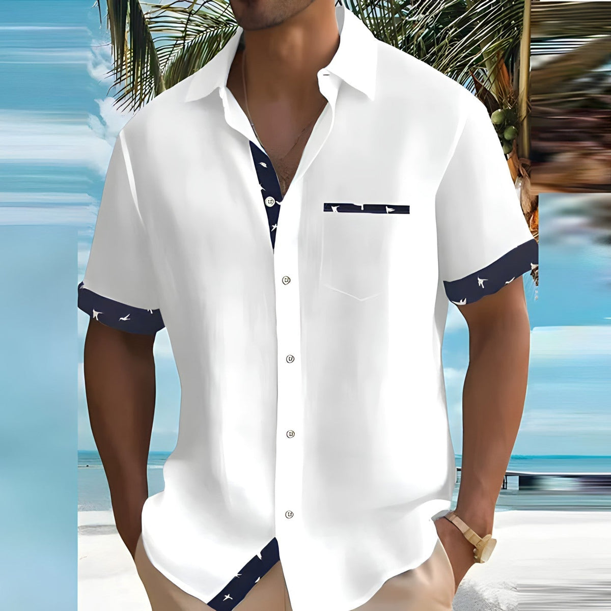 Zyan - Chemise d'Été Décontractée pour Homme pour Élégance Tropicale